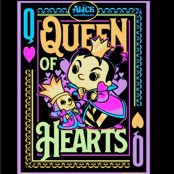 Funko Queen of Hearts (black light) poster Alice in Wonderland w/ original tu… - Picture 1 of 3